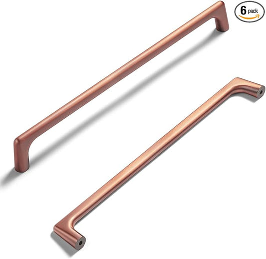 Goo-Ki Brushed Copper Cabinet Pulls with 7.6''Hole Centers, Modern Style Zinc Alloy Cabinet Handles for Dresser,Wardrobe,Cupboard- 6 Pack