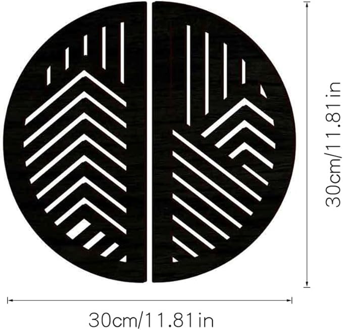 Geometric Wood Wall Art Decor, Modern Mountain Wall Sculptures Hanging Abstract Line Panels Decor, Hollow Half Round Wooden Craft Art Boho Wall Decoration, for Home Office Living Room Bedroom (Black)
