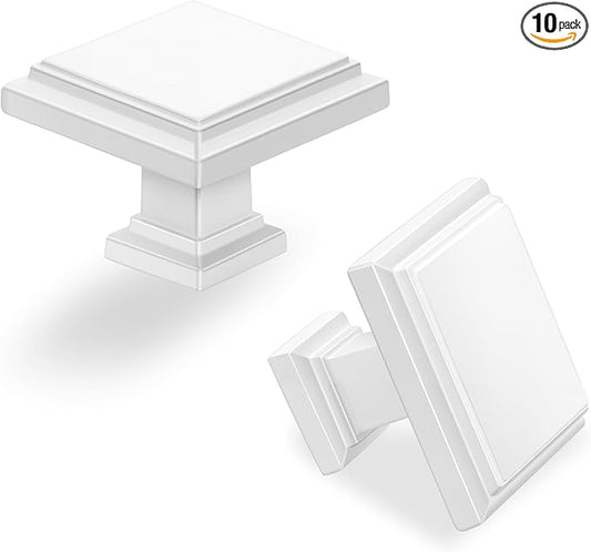 Lardmon 10 Pack Matte White Cabinet Knobs Drawer Knobs Modern Cabinet Pulls Kitchen Cabinet Handles Kitchen Cabinet Hardware Timeless Drawer Pulls for Dresser Cupboard Wardrobe, Matte White(1x10)