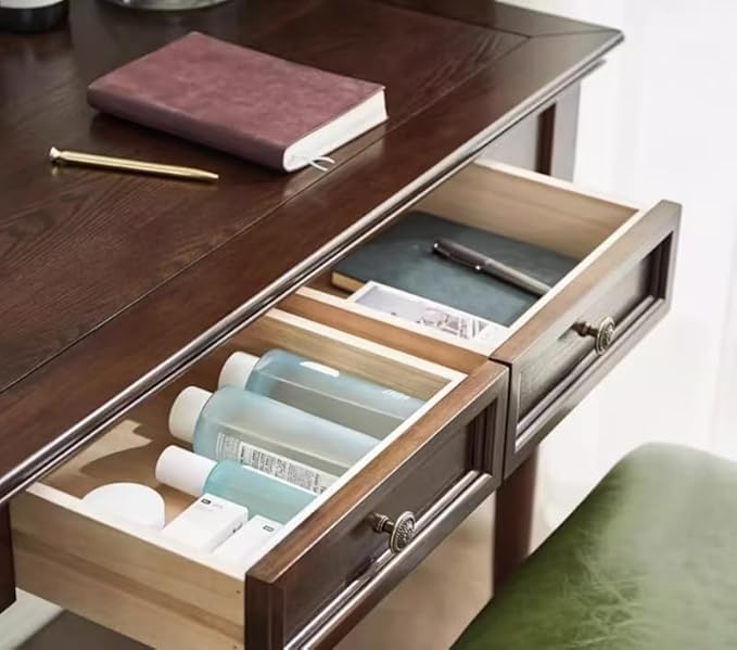 ADORZ Walnut Desk with Drawers, 47 Inch French Country Desk Solid Wood Writing Desk for Home Office, Study Workspace or Bedroom (Walnut, 47 inches)