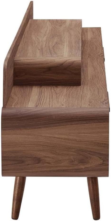 Modway Omnistand 74" Mid-Century Modern Low Profile Media Console Entertainment TV Stand in Walnut