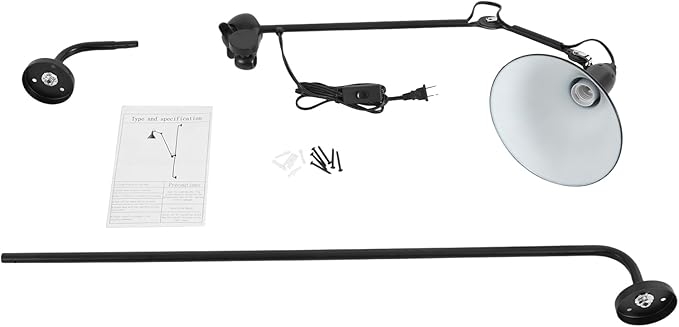 Swing Arm Wall Lamp, Black Industrial Swing Arm Wall Light, Nordic Adjustable Long Arm Wall Sconces Lamp Metal Double-arms Folding Architect Work Wall Mount Lighting for Bedroom Reading Living Room