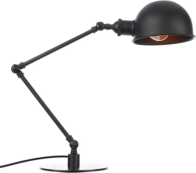 Makeup Vintage Desk Lamp, Adjustable Swing Arm Industrial Metal Task Table Lamp, Bedroom Bedside Night Light Retro Reading Lighting,Black