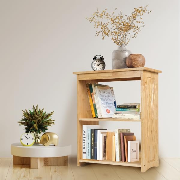 Rustic Bedside Table with Storage Shelf, Wood End Table for Bedroom & Living Room, Narrow Farmhouse Side Table, Modern Nightstand for Bedroom, Living Room and Office (Natural)