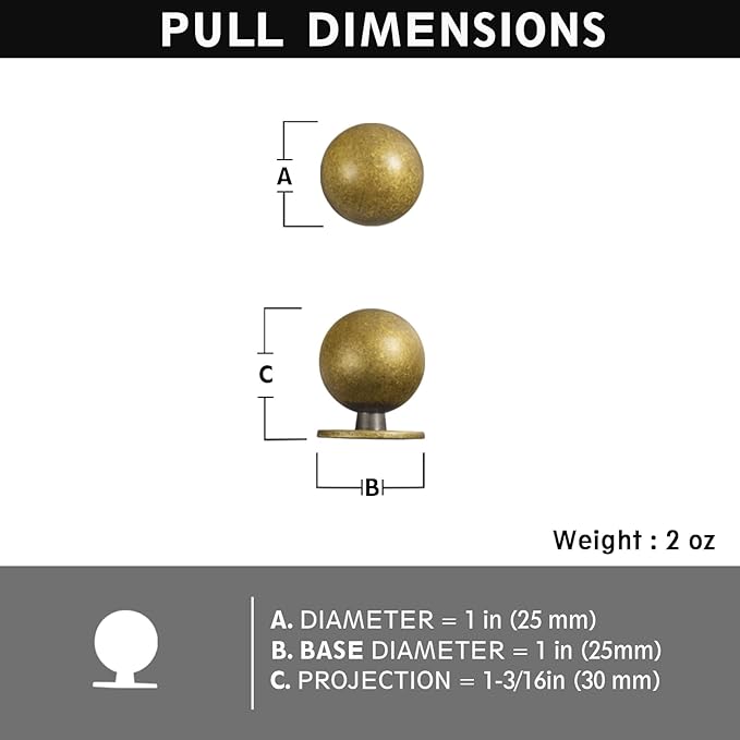 Set of 12 -Sleek Round Antique Brass Cabinet Knobs - Retro and Minimalist Hardware for Stylish Home Enhancement - 1 Inch Diameter