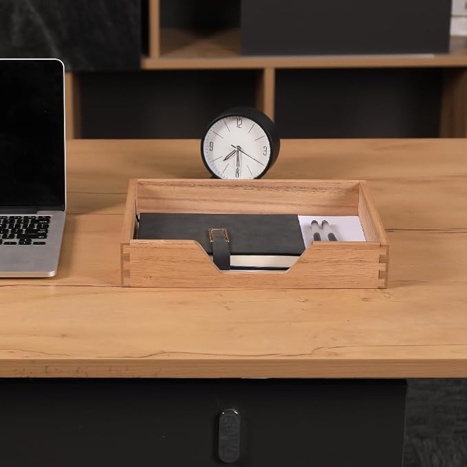 DDYURI Wood Letter-Size Tray for Office Desktop Organizer - Wooden Front-Load Documents Tray for Mail, Paper, File, Magazine, Pen,Notebook Storage Paper Holder Trays Light(DGTU-LT)