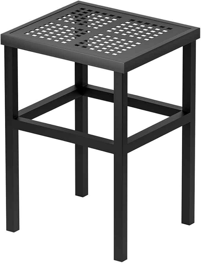 Plant Stand - Indoor/Outdoor Extra-Sturdy 23" tall Aluminum Plant Stand – Ideal for Patios, Gardens, Living Room Decoration (Black)