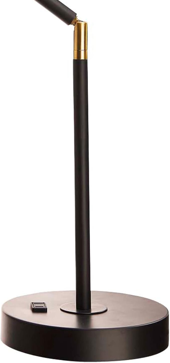 Catalina Lighting 20092-001 Modern Adjustable Desk Light with Power Outlet, Classic Table Lamp for Office, Dorm, or Bedroom, Reading Light Nightstand Lamp, Bulb NOT Included, 20.75", Black