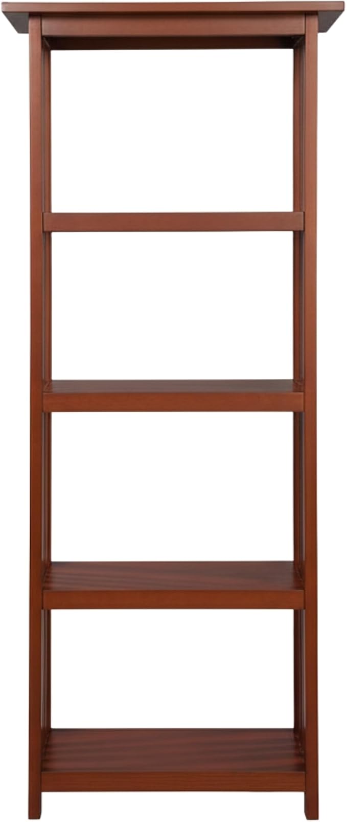 Alaterre Furniture Mission 4-Tier Bookcases with Adjustable Shelves – Mid-century Modern 60-Inch Wood Bookshelf for Living Room, Bedroom or Home Office (Cherry)