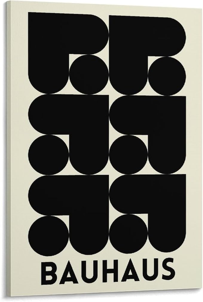 Bauhaus Print Poster,black And White,poster,Abstract Art,Minimalist,Stylish Mid Century Art Canvas Wall Art Print Poster For Home School Office Decor Frame-style 20x30inch(50x75cm)