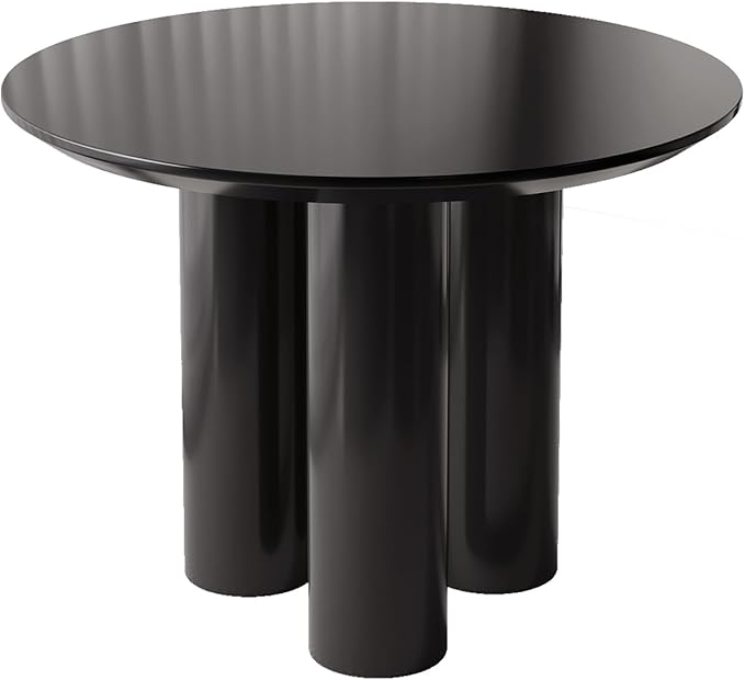 39.37" Black Round Dining Room Table, Circular Kitchen Table for 2-4 People, Modern Dining Table for Kitchen, Living Room, Bar, Space Saving, Table Only
