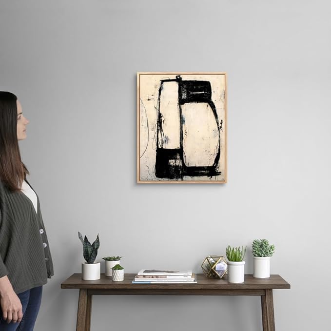 CANVAS ON DEMAND Lazy Dog Walnut Float Framed Canvas Wall Art Print by Erin Ashley, Abstract, Home Decor, Modern Abstract, Artwork,16" x20in