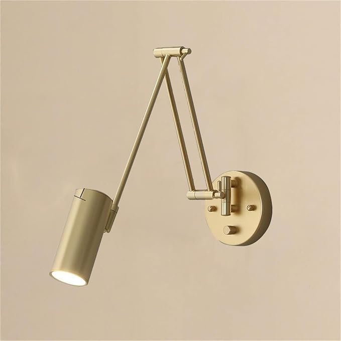 Dimmable Swing Arm Wall Sconce Retro Modern Iron Lamp with Rotatable Folding Long Reading for Indoor Bedroom Study Office