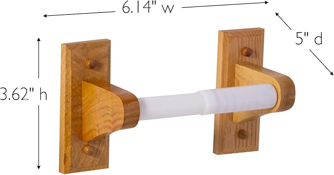 Design House Dalton Toilet Paper Holder, Fits Mega Rolls, Standard Wall Mount, Easy Installation, Wood, Honey Oak, 6.14 in W x 3.62 in H x 5 in L, Item 561209
