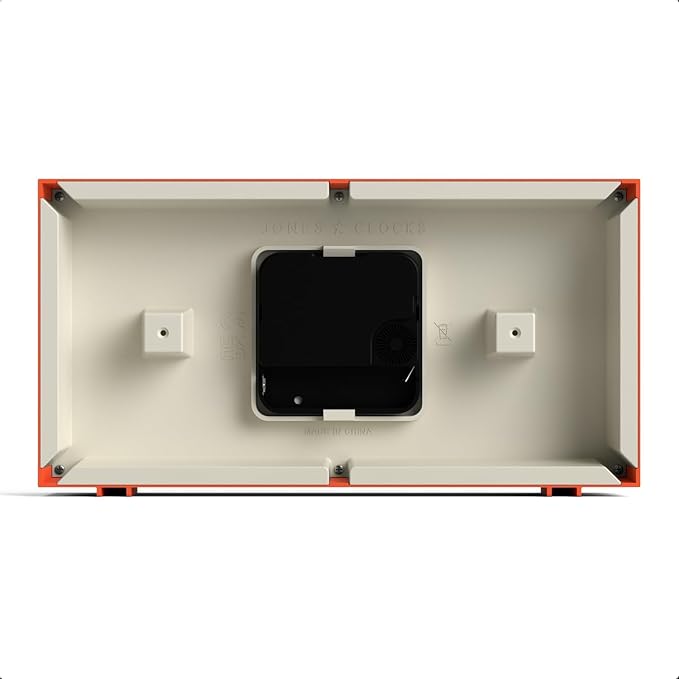 JONES CLOCKS® Odeon Desk Clock | Modern Rectangular Design | Orange | Stylish Retro Look for Shelf, Table, Mantel or Bedside