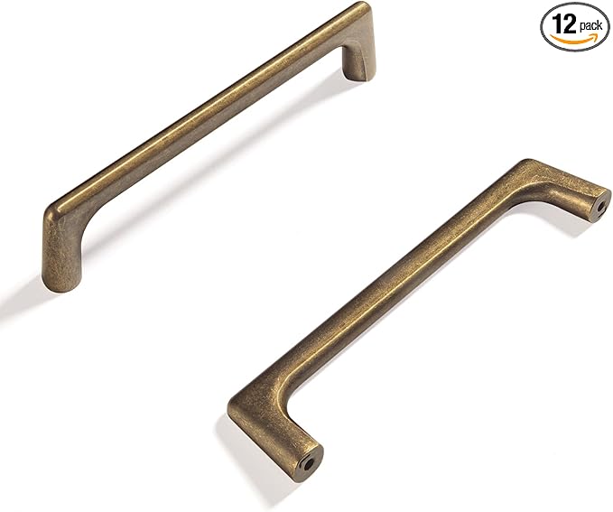 Goo-Ki Antique Brass Cabinet Pulls with 5''(128mm) Hole Centers, Retro Style Zinc Alloy Cabinet Handles for Dresser,Wardrobe,Cupboard- 6 Pack