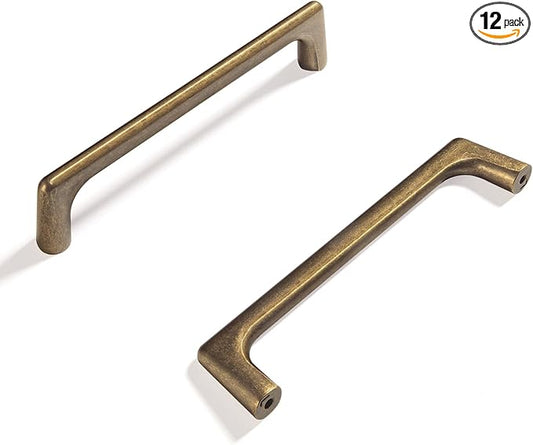 Goo-Ki Antique Brass Cabinet Pulls with 5''(128mm) Hole Centers, Retro Style Zinc Alloy Cabinet Handles for Dresser,Wardrobe,Cupboard- 6 Pack