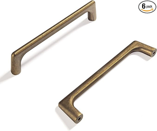 Goo-Ki Antique Brass Cabinet Pulls with 3.8''(96mm) Hole Centers, Retro Style Zinc Alloy Cabinet Handles for Dresser,Wardrobe,Cupboard- 6 Pack