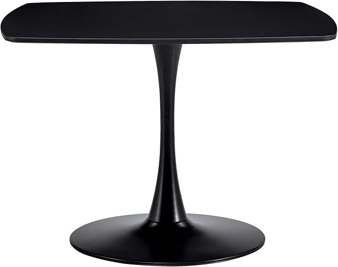 Square Dining Table for 2 4 6, Special Kitchen Table with Tulip Shape & Metal Pedestal Base, Mid Century Modern Bistro Tulip Table for Kitchen, Small Space, Cafe (Black, 41.12 inches)