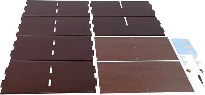 4-Cube Pine Wood Storage Organizer, Solid Wooden Bookshelf with Back Panel, 11in Shelf Opening Bookcase, Freestanding for Living Room, Bedroom, Office - Dark Brown (23.6 x 11.8 x 23.6in)
