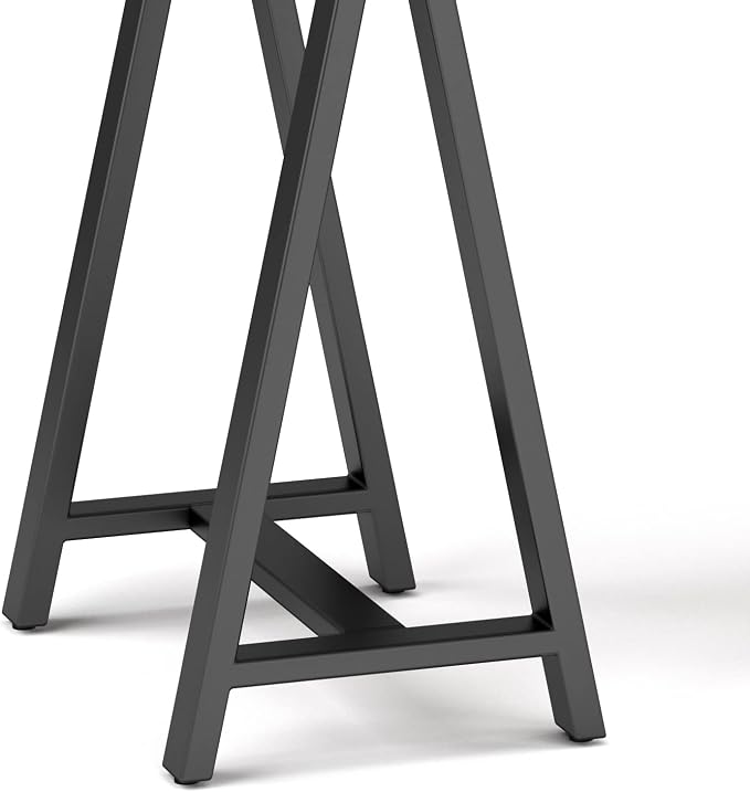 SIMPLIHOME Sawhorse Industrial 60 inch Wide SOLID WALNUT WOOD and Metal Desk in Walnut for the Office Desk, Writing Table, Workstation and Study Table