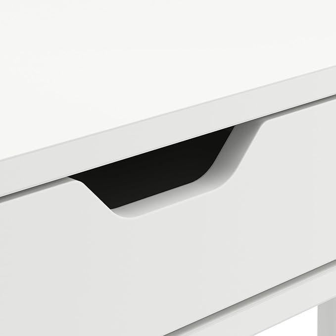 Bush Home Nora 54W Writing Desk with Storage in Pure White | Large Wooden Computer Table for Home Office, Study Room, or Entryway