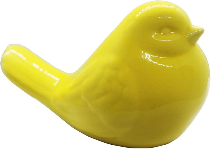 NEW Yellow Bird Figurine, Ceramic Chubby Bird Figure Cottage Animal Bird Statue Decorations for Home Garden Decor Accents