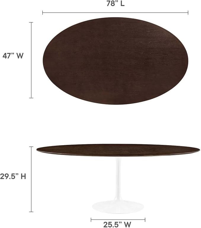 Modway Lippa Dining Table, 78", White Cherry Walnut