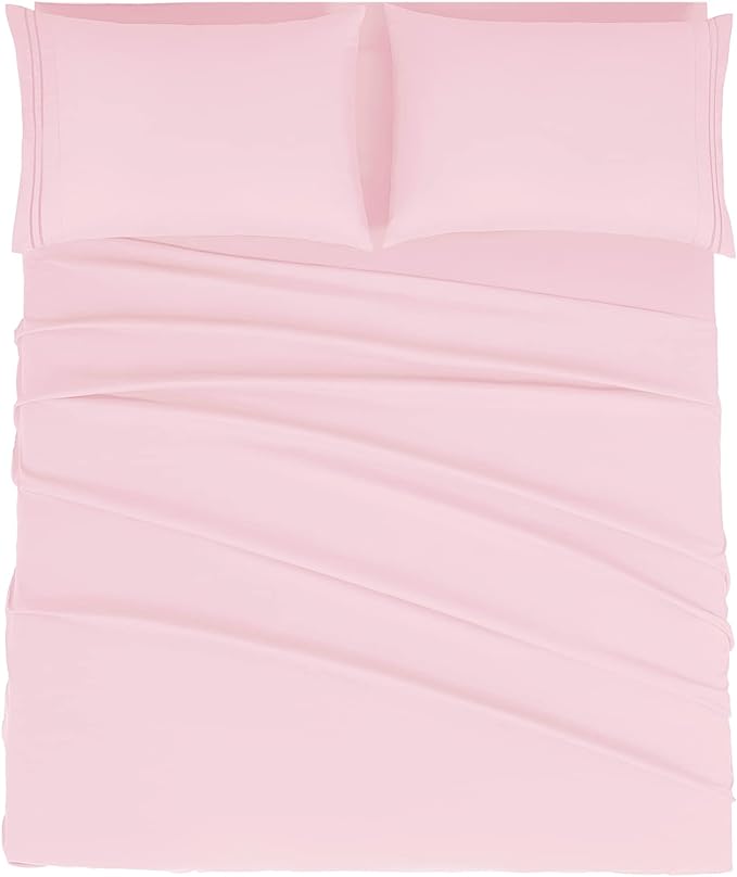 Mejoroom Full Size Sheet Set - Soft Microfiber Bed Sheets - Deep Pocket Fitted Sheet, Breathable, Wrinkle & Fade Resistant - 4 Piece (Full, Blush Pink)