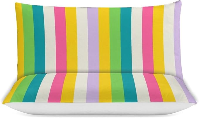 Rainbow Duvet Cover Set, Rainbow Lines Pattern Spectrum of Colors Abstract Art Decorative，Aesthetic Abstract Art Bedding 3 Piece (1 Duvet Cover 90"x90" + 2 Pillow Sham 20"x30")