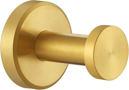 Angle Simple Robe and Towel Hook, SUS304 Stainless Steel Bathroom Robe Hook, Small Towel Hanger for Wall or Cabinet, Brushed Dark Gold
