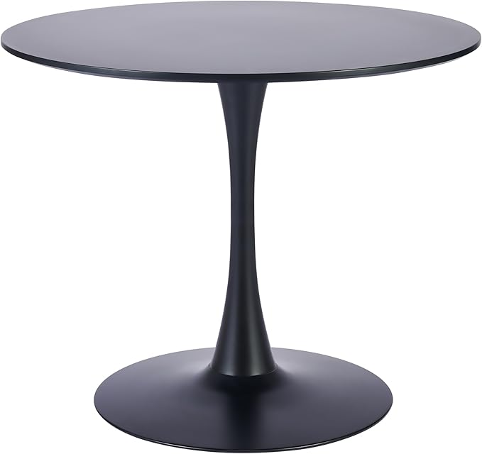 VONLUCE Black Round Dining Table, 36" Tulip Table, Kitchen & Living Room Table for 4-6 People, Modern MDF Top & Pedestal Base