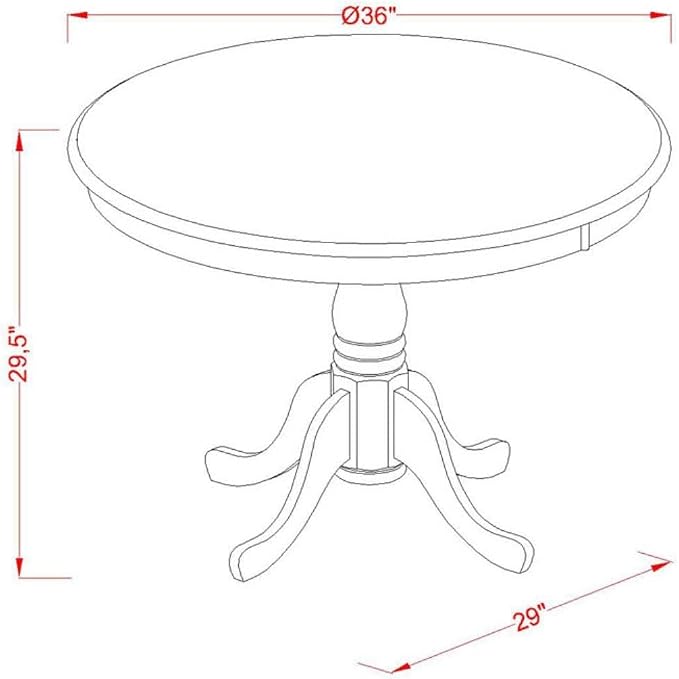 East West Furniture ANT-BLK-TP Antique Kitchen Dining Table - a Round Solid Wood Table Top with Pedestal Base, 36x36 Inch, Black & Cherry