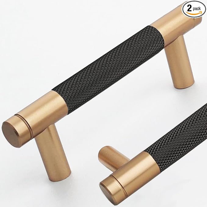 2 Pack 3 Inch 76 mm Bronze and Black Barrel Cabinet Pulls Cupboard Aluminum Handles Drawer Pull Cabinet Handles