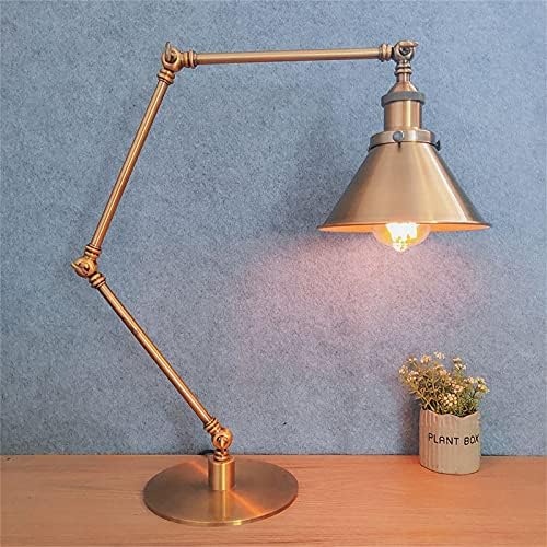 Vintage Industrial Metal Desk Lamp with Adjustable Swing Arm - Retro Black and Gold Task Light for Bedroom, Cafe, Reading and Nightstand Use