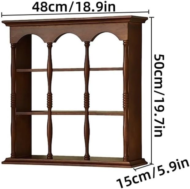 Vintage Cup Rack, Wooden Wall Cabinet, Mid-Century Wall-Mounted Storage Shelf, Solid Wood Display Rack, Curio Cabinet for Organization(18.9 * 5.9 * 19.7in)
