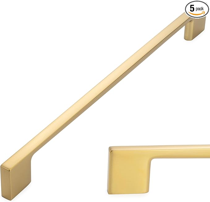KOOFIZO 5 Pack 8-4/5 Inch Brushed Gold Kitchen Cabinet Pulls Gold Cabinet Handles Gold Cabinet Hardware for Kitchen Cabinets Drawer P01 Dresser Cupboard Bedroom Bathroom