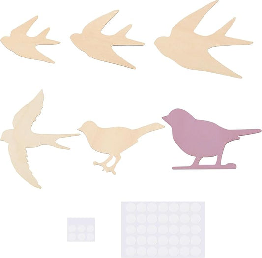 CONCHLERY 12 Pcs 3 Style Wooden Flying Birds Wall Decor Wood Wall Hanging Decoartion for Home Living Room Bathroom Bedroom Kitchen