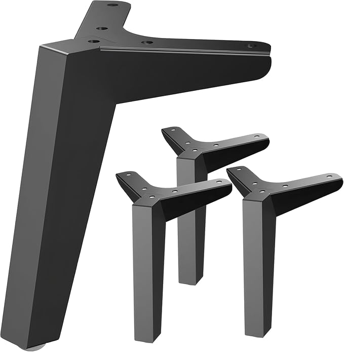 Metal Table Legs Bench Legs, Heavy Duty Square Tube Desk Legs Furniture Legs for Coffee/Dining/Side Table (Triangle, 4“)