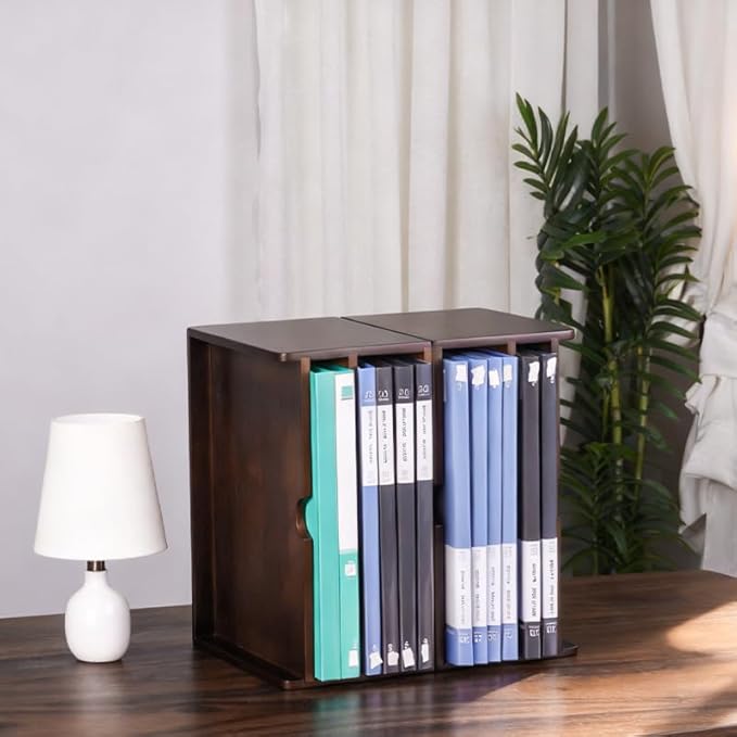 Wooden Desk Organizer with Dark Wood Finish, Stackable Paper Tray & File Holder, Multifunctional Mail Letter Sorter for A4 Documents, File Organizer，Office Supplies Storage for Home Office Study Work