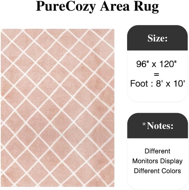 8x10 Checkered Rug for Living Room Pink and White Modern Soft Area Rug Fluffy Non-Slip Carpet for Bedroom Playroom Home Aesthetic Decor