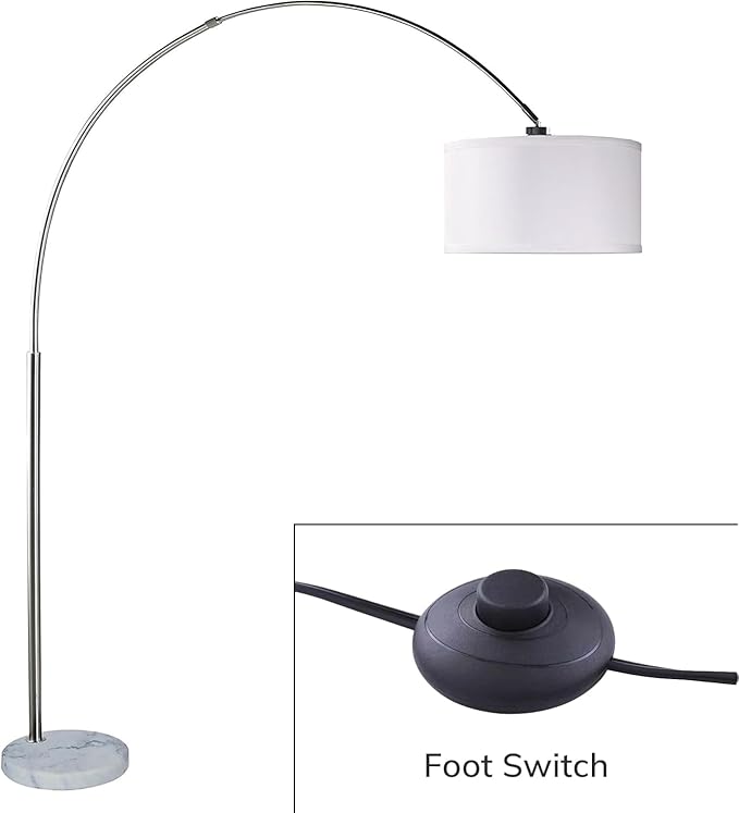 Major-Q Contemporary 81" Tall Standing Arc Floor Lamp Adjustable Height- Real Marble Base - Ideal for Behind Sofa Living and Dining Rooms -