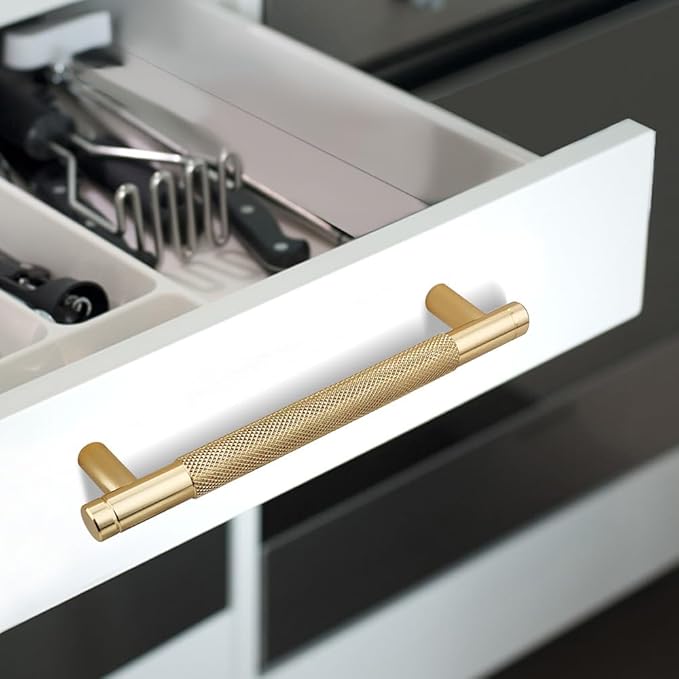 12 Pack 5 Inch 128 mm Gold Barrel Cabinet Pulls Cupboard Aluminum Handles Drawer Pull Cabinet Handles Cabinet Handles