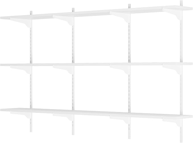 Wallniture Turin 60 inch x 8 in Wall Shelf for Home Storage and Decor, Floating Bookshelf for Living Room, Ladder Shelves with Adjustable Standard Rail Bracket System for Closet, Laundry, Kitchen