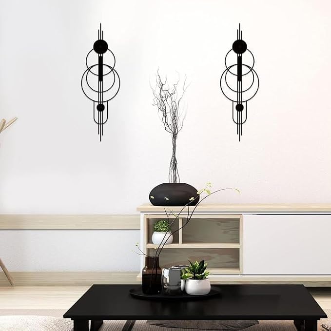 ruelen 2 Pcs Small Metal Abstract Wall Art, Modern Minimalist Wall Decor Single Line Art Metal Vertical Wall Decor Geometric Wall Hanging Sculptures for Home Bedroom Living Room, 31.5 x 10.24 Inch