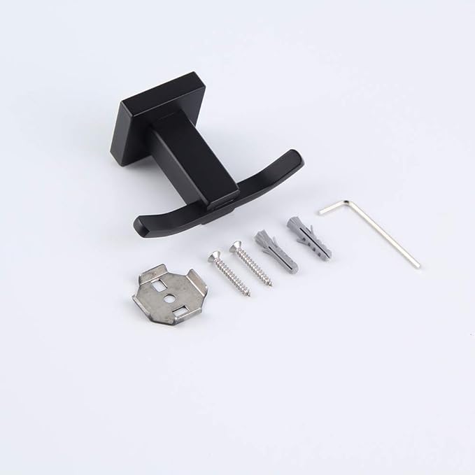 GERZWY Bathroom Matte Black Coat Hook SUS 304 Stainless Steel Double Towel/Robe Clothes Hook for Bath Kitchen Contemporary Hotel Style Wall Mounted 2 Pack EG1508-BK