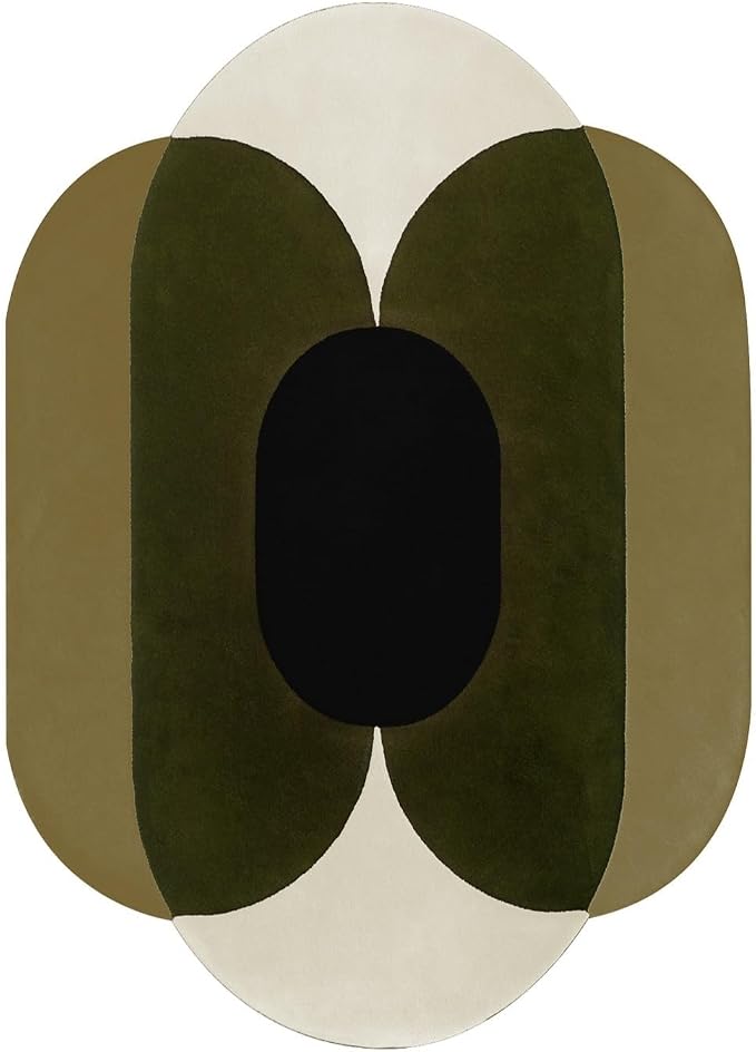 Minimalist Mid Century Modern Abstract Irregular Area Rug for Living Room Bedroom Guestroom Faux Wool Washable Carpet 10x16 Boho Meetingroom Home Office Stain Resistant Floor Rugs Olive Green Beige