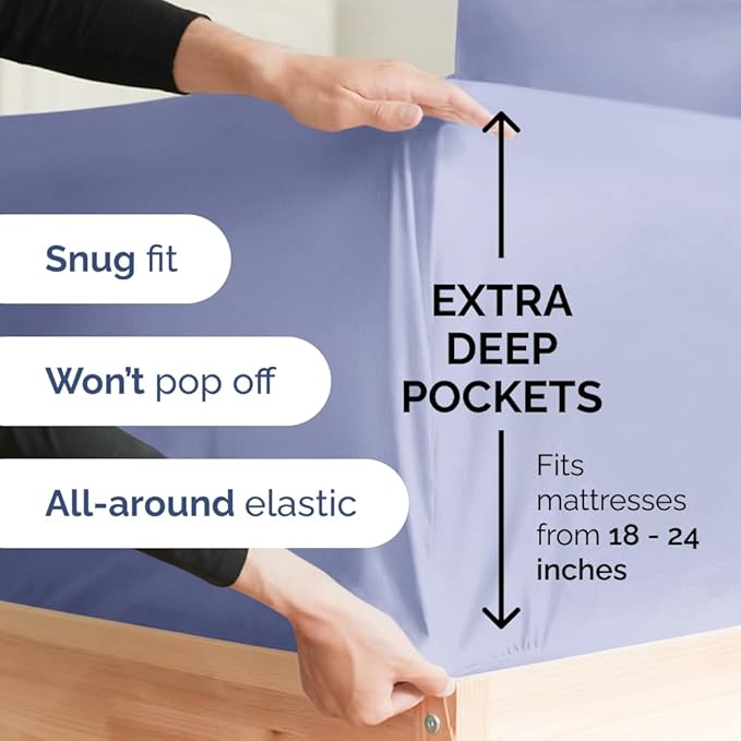 Extra Deep King Sheet Set - 6 Piece Breathable and Cooling Sheets - Hotel Luxury Bedding for Women, Men, Kids & Teens - Easy & Secure Fit - Soft, Wrinkle Free and Comfy - Extra Deep Pockets - Lavender