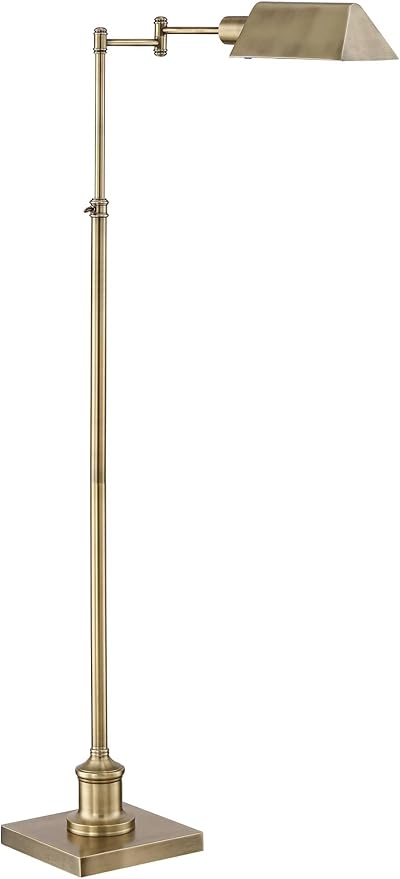 Regency Hill Jenson Traditional Farmhouse 54" Tall Standing Floor Lamps Set of 2 Lights Swing Arm Pharmacy Task Adjustable Gold Metal Aged Brass Finish Living Room Bedroom House Reading Office Home