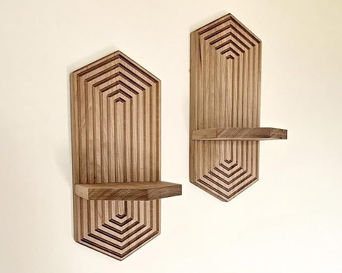 Mid Century Modern Hexagon Shelf | Sculptural Wall Decor for Minimalist & Geometric Interiors